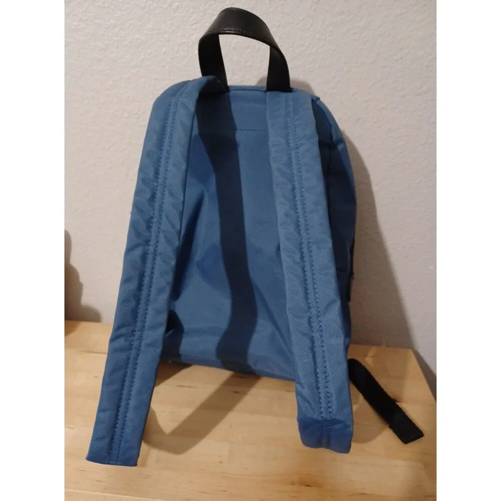 Marc Jacobs Womens Leather Trim Nylon Zip Backpack Black Blue